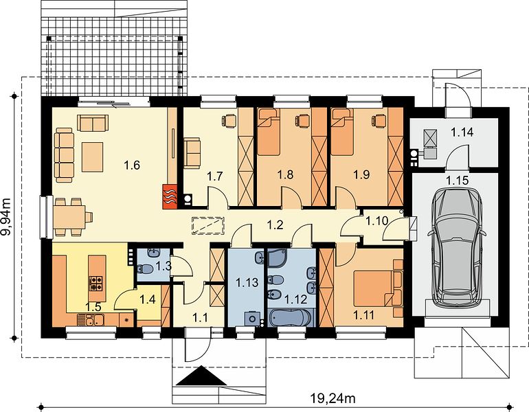 План 1 этажа дома CEF-8598-88 План 1 этажа дома CEF-8598-88