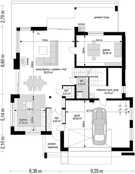 План 1 этажа дома KIA-9669-54 План 1 этажа дома KIA-9669-54