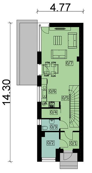 План 1 этажа дома HGH-3543-95 План 1 этажа дома HGH-3543-95